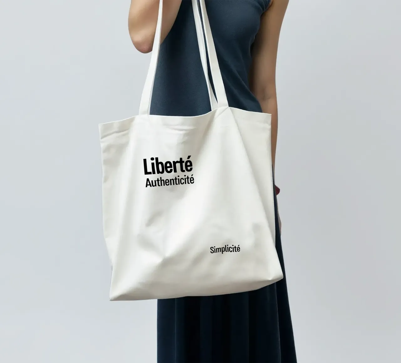 Liberte Authenticite Simplicite borsa in juta da YV TYPOGRAPHY
