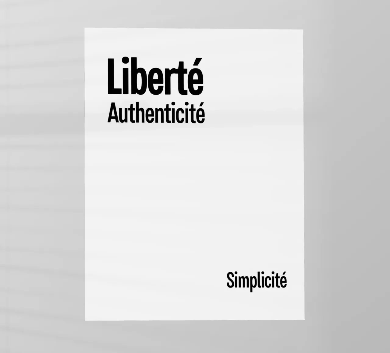 Liberte Authenticite Simplicite pellicola backlit da YV TYPOGRAPHY