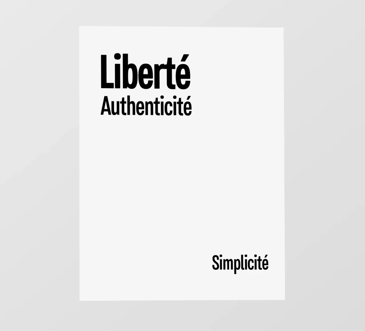 Liberte Authenticite Simplicite pellicola backlit da YV TYPOGRAPHY
