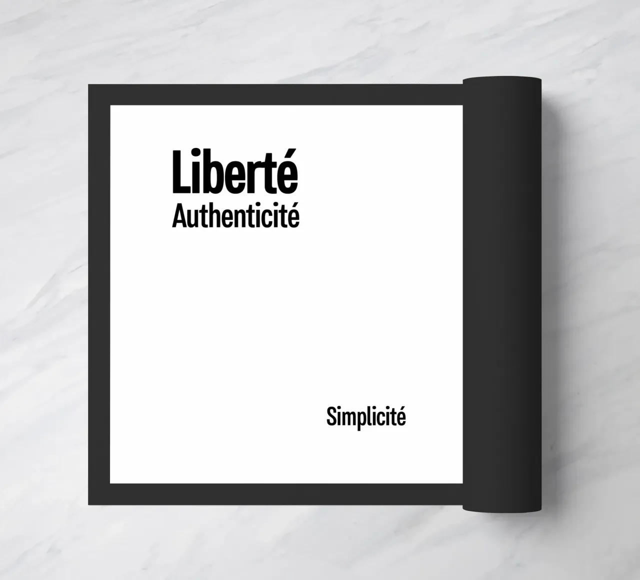 Liberte Authenticite Simplicite Fußmatte von YV TYPOGRAPHY