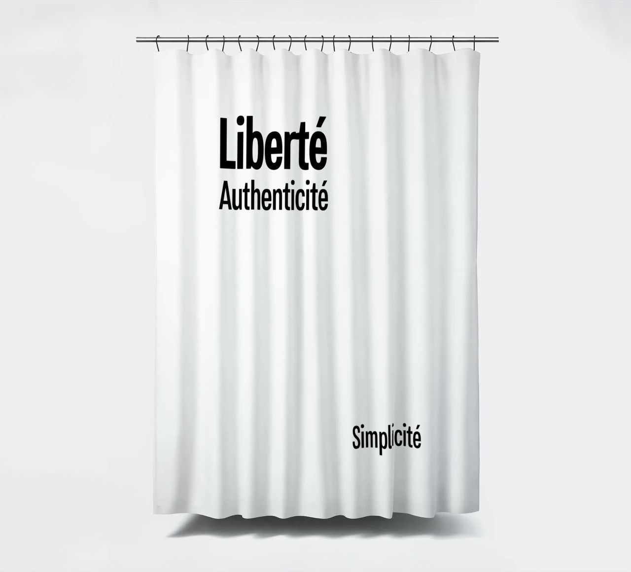 Liberte Authenticite Simplicite tenda da doccia da YV TYPOGRAPHY
