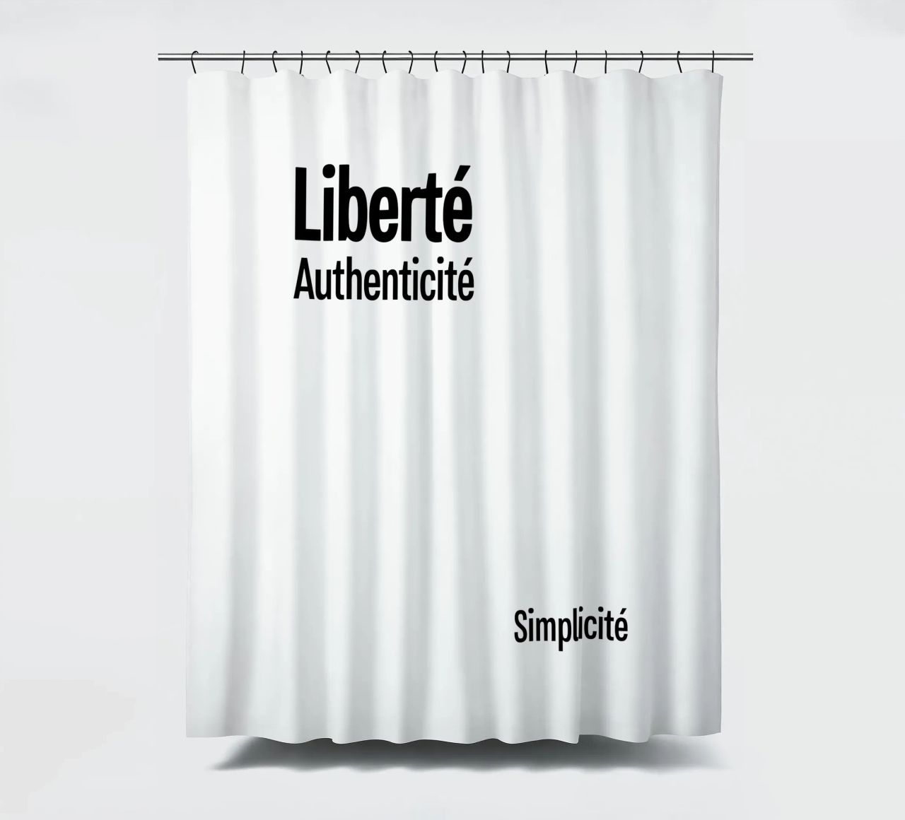 Liberte Authenticite Simplicite tenda da doccia da YV TYPOGRAPHY
