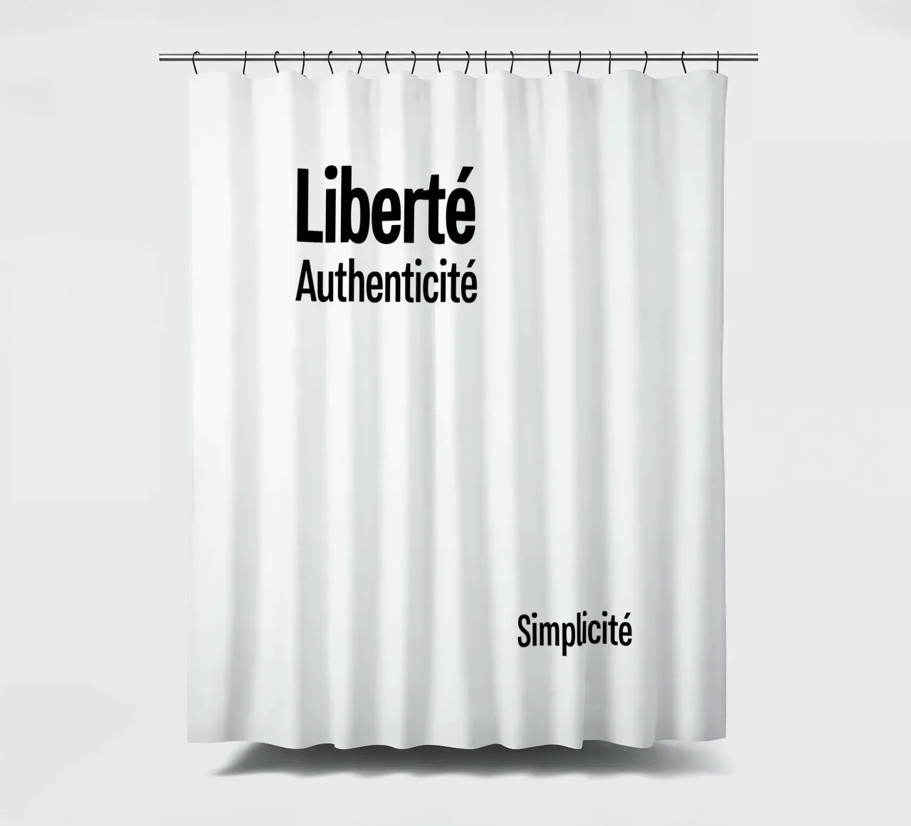 Liberte Authenticite Simplicite tenda da doccia da YV TYPOGRAPHY