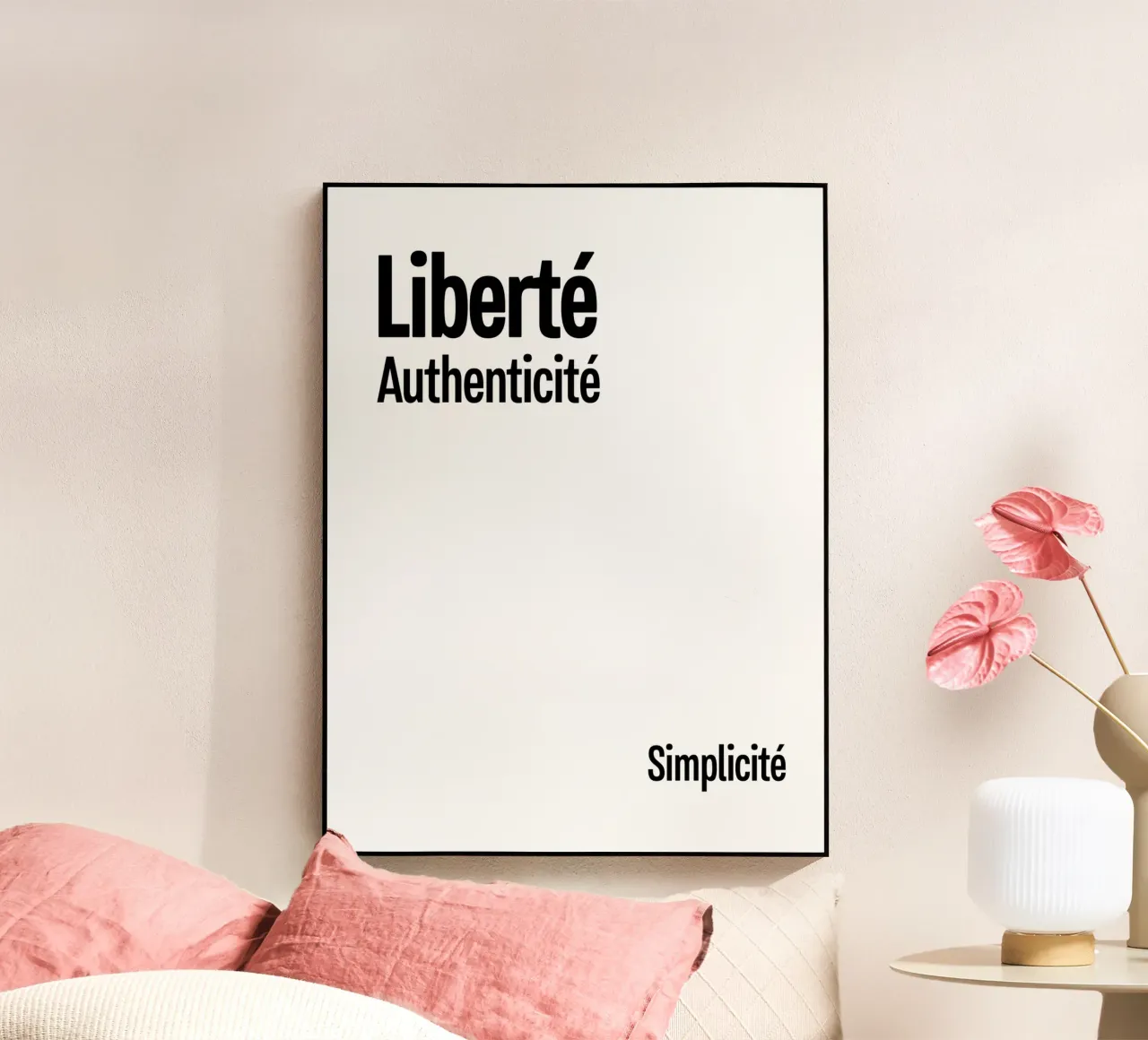 Liberte Authenticite Simplicite plexiglass da YV TYPOGRAPHY