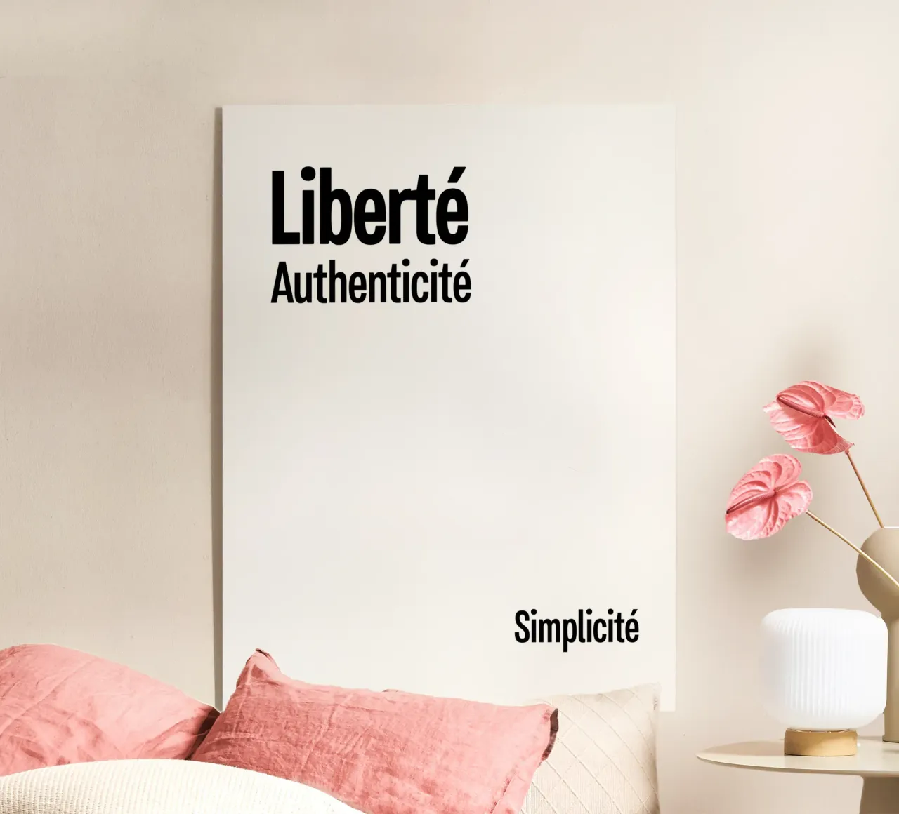 Liberte Authenticite Simplicite plexiglass da YV TYPOGRAPHY