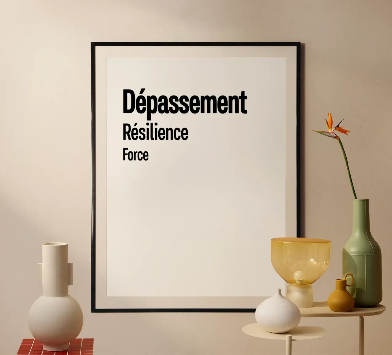 Forza di resilienza per la depressione poster con telaio in alluminio da YV TYPOGRAPHY