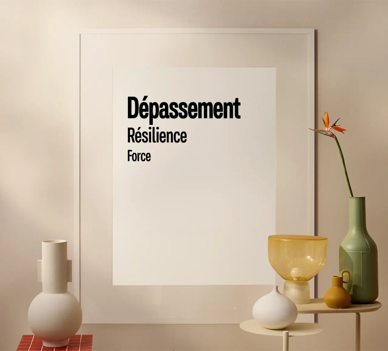 Forza di resilienza per la depressione poster con telaio in alluminio da YV TYPOGRAPHY