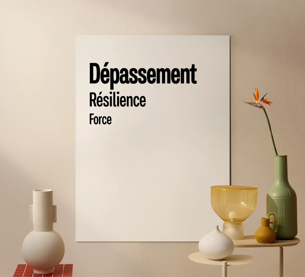 Forza di resilienza per la depressione poster con telaio in alluminio da YV TYPOGRAPHY
