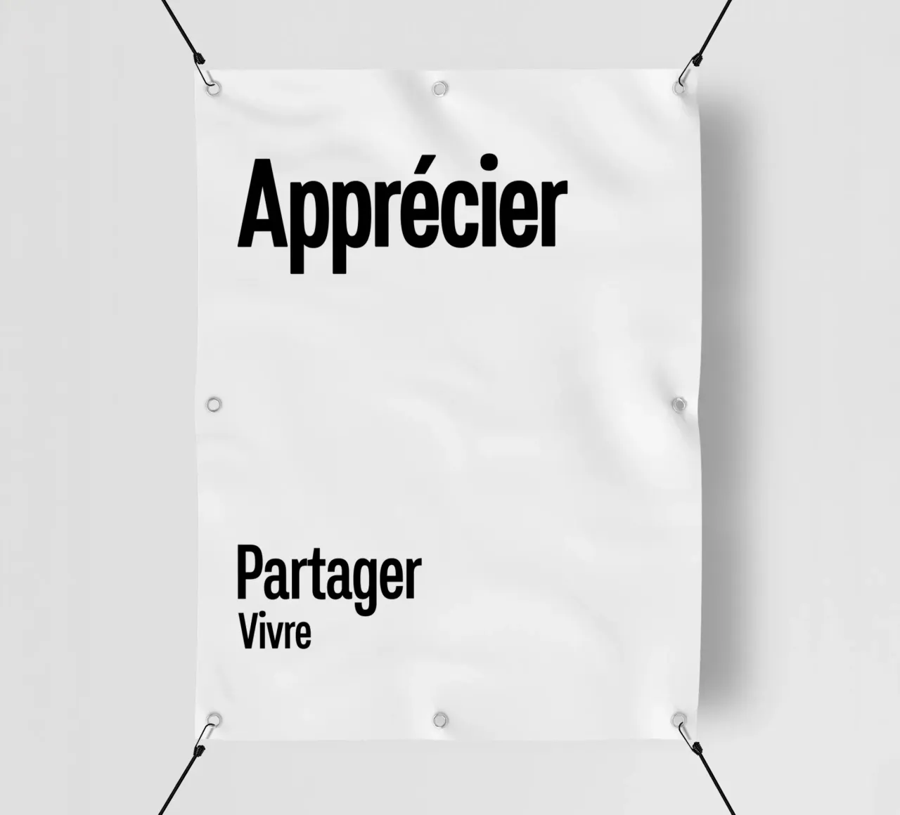 Apprezzare Condividere Vivere telo in pvc da YV TYPOGRAPHY