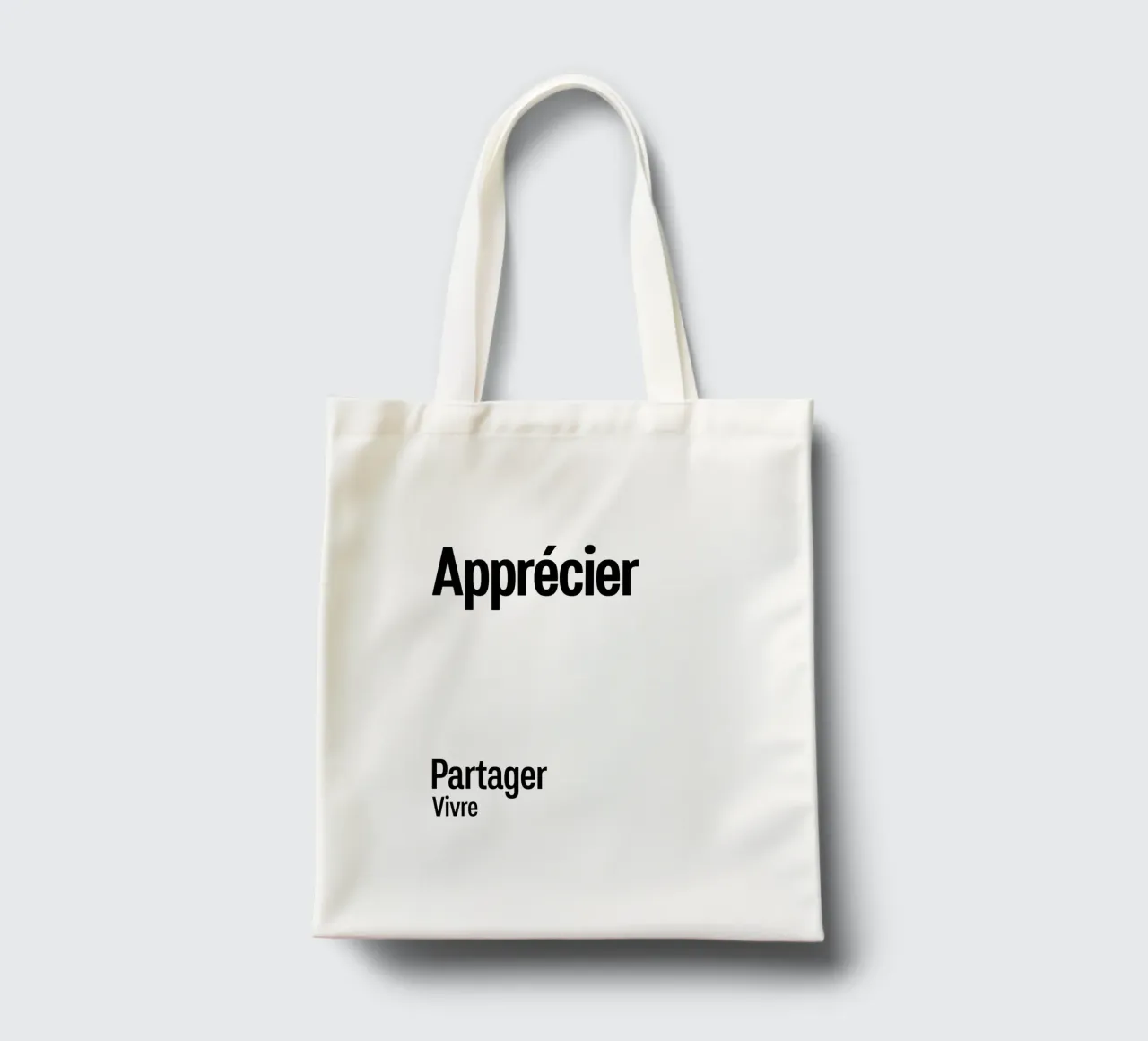 Apprezzare Condividere Vivere borsa in juta da YV TYPOGRAPHY