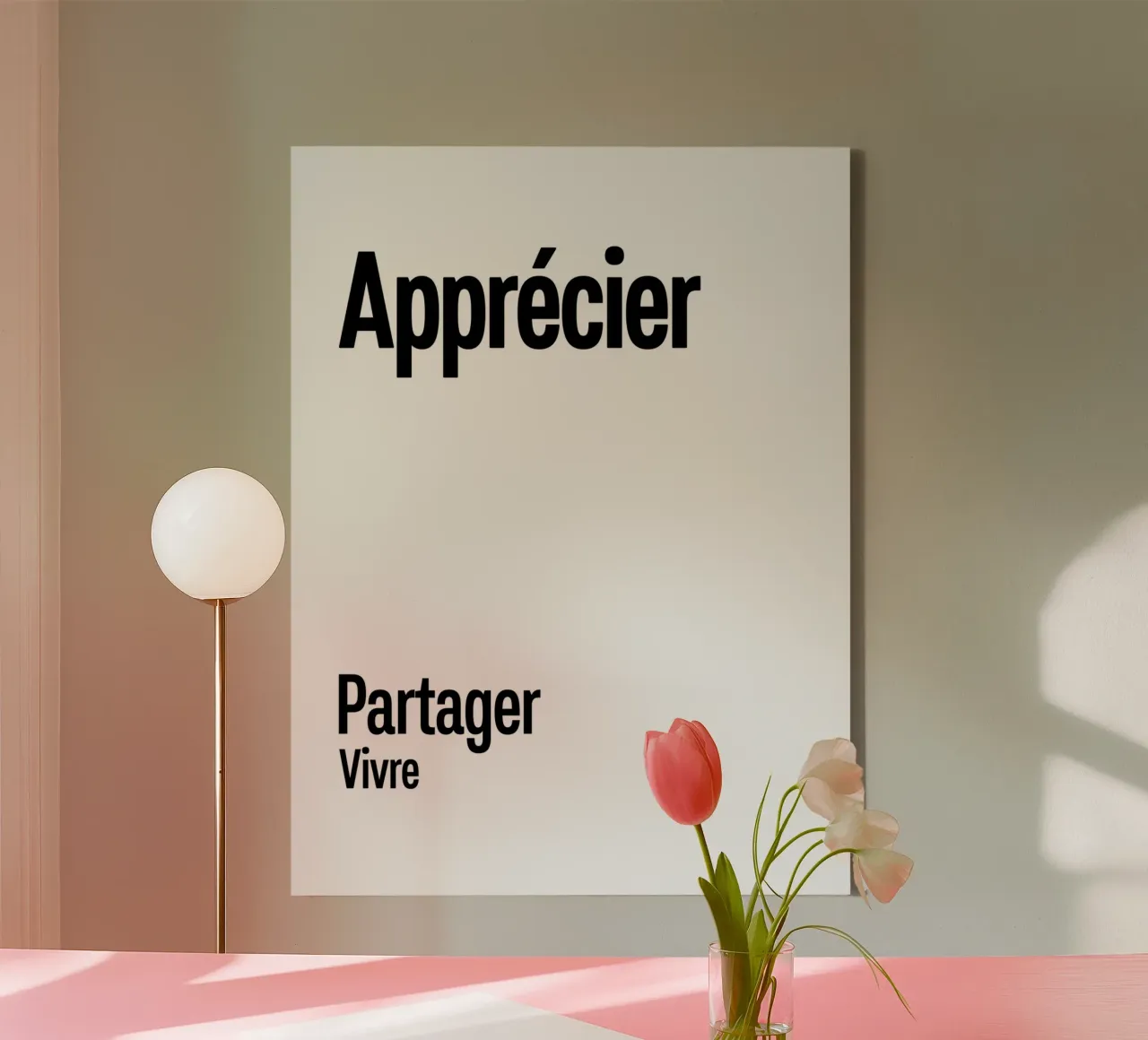 Apprezzare Condividere Vivere tela con Cornice a cassetta da YV TYPOGRAPHY
