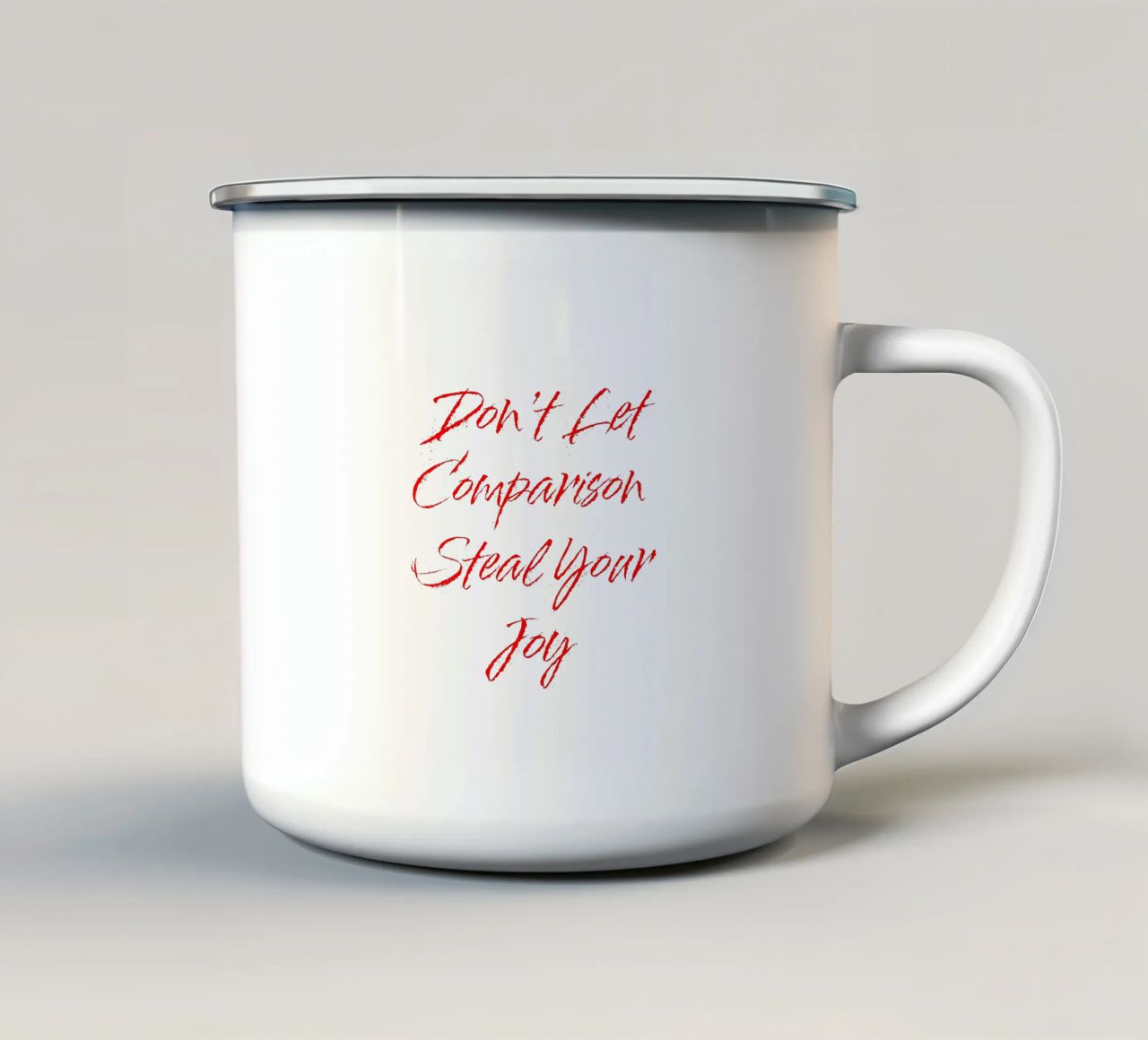 Don't Let Comparison Steal Your Joy - Red Text tazza in smalto da FABOArt