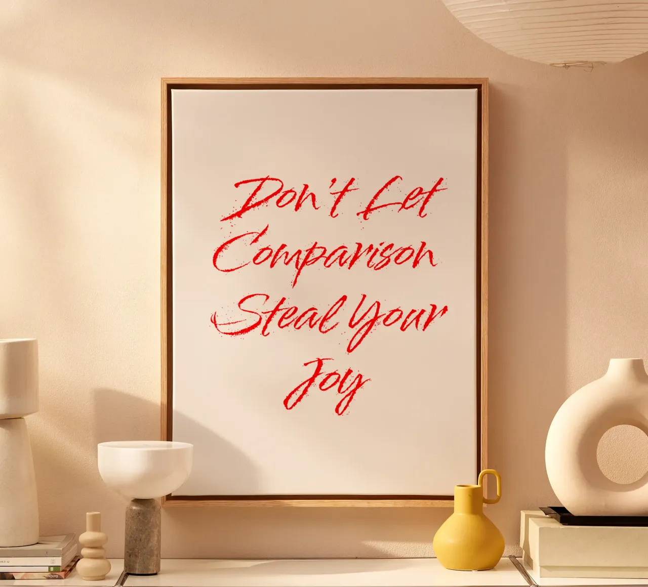Don't Let Comparison Steal Your Joy - Red Text canvas by FABOArt