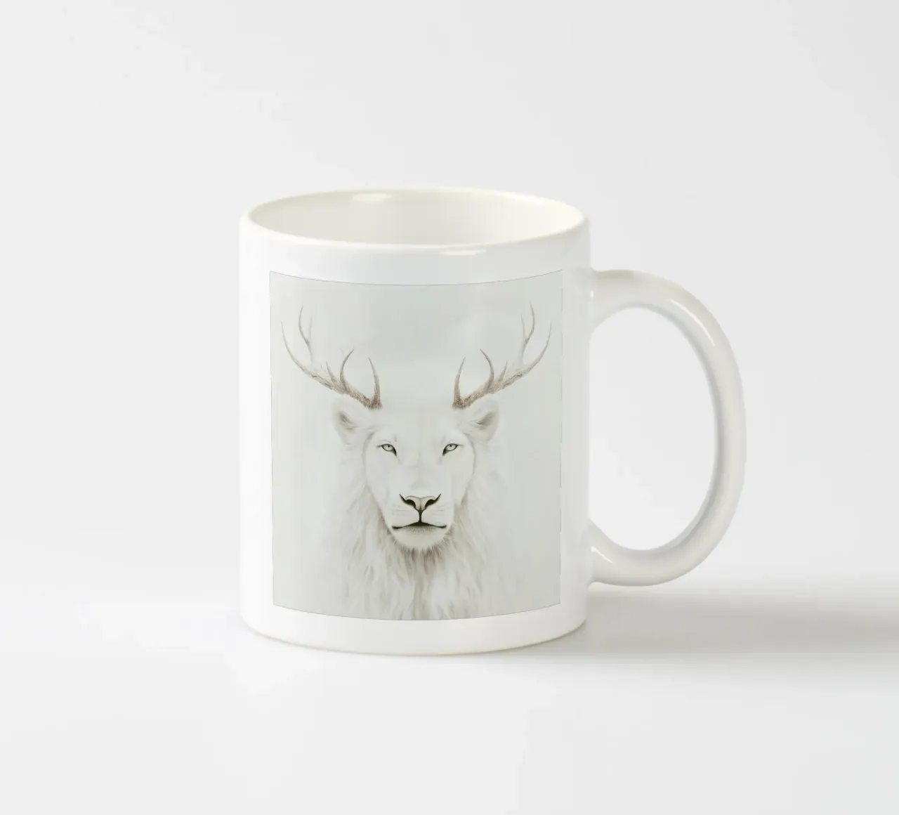 Majestic White Lion I ceramic mug by Carinaprint