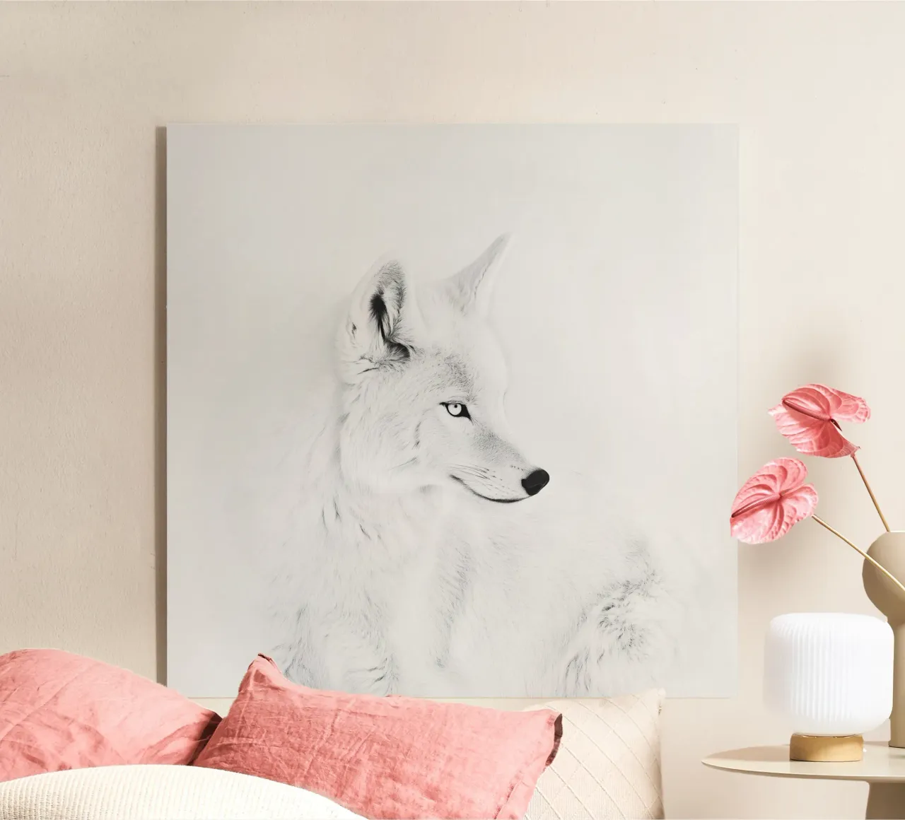 Eleganter weißer Polarfuchs Acryl-Glas von Carinaprint