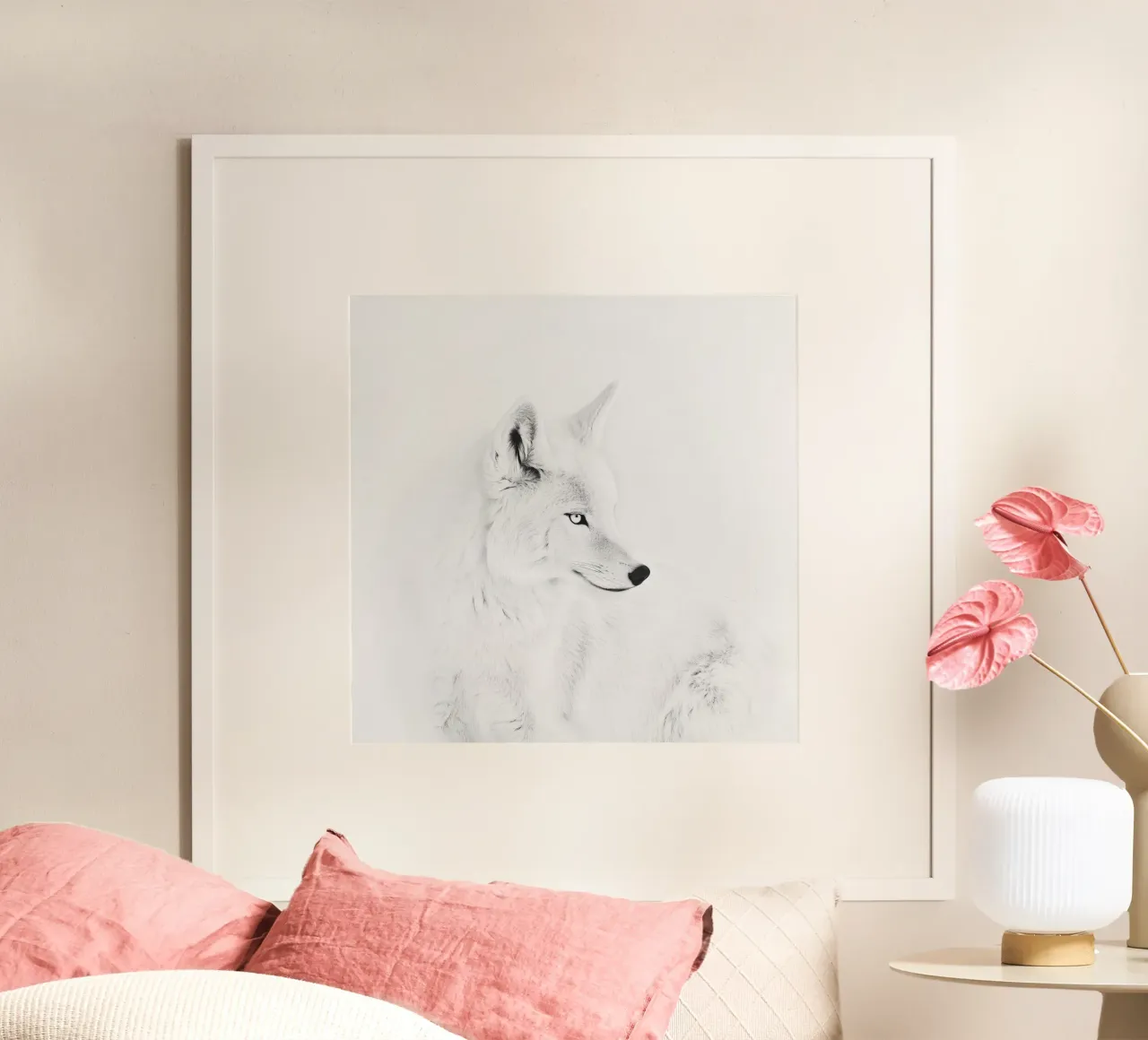 Eleganter weißer Polarfuchs Hahnemühle von Carinaprint