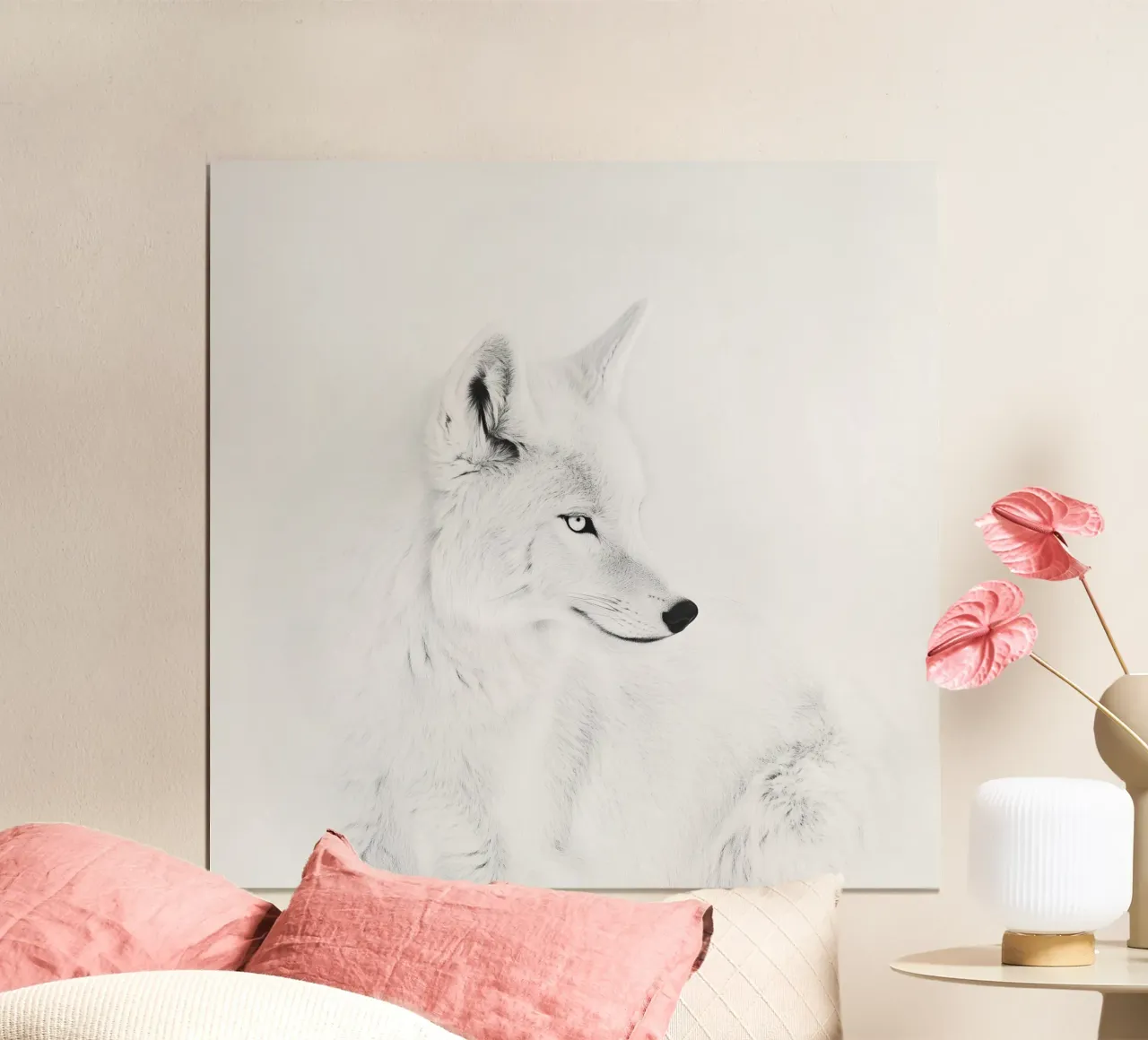 Eleganter weißer Polarfuchs Hahnemühle von Carinaprint