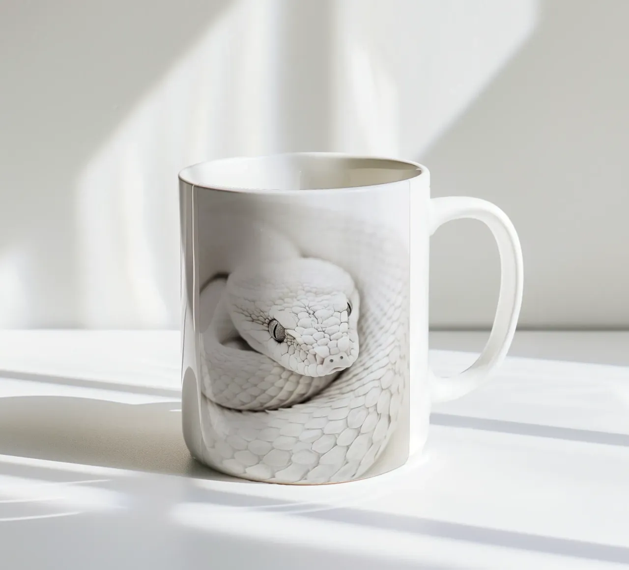 Elegante serpente bianco tazza in ceramica da Carinaprint