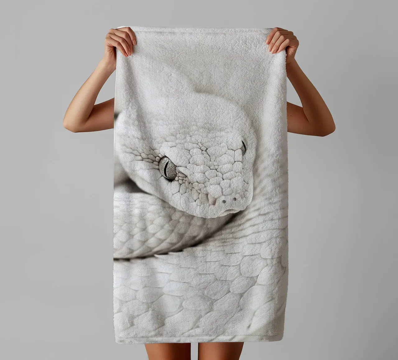 Elegante serpente bianco asciugamano da bagno da Carinaprint