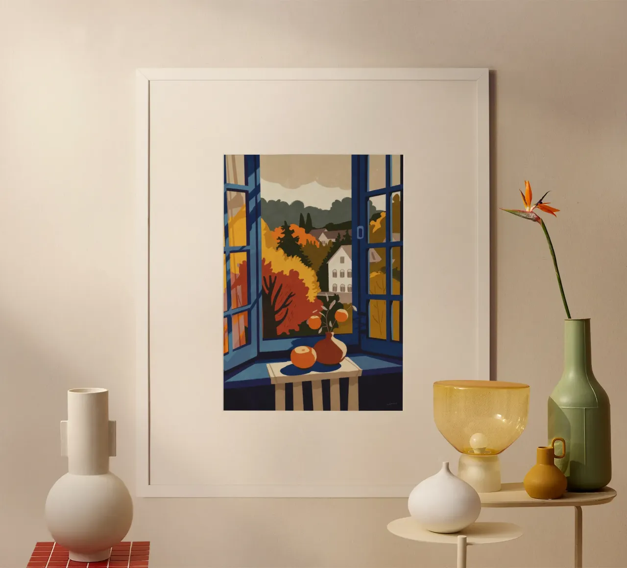 Herfstzicht poster met aluminium frame van Artie Shifa
