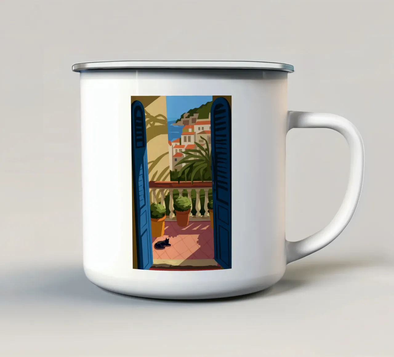 Delizia del balcone tazza in smalto da Artie Shifa