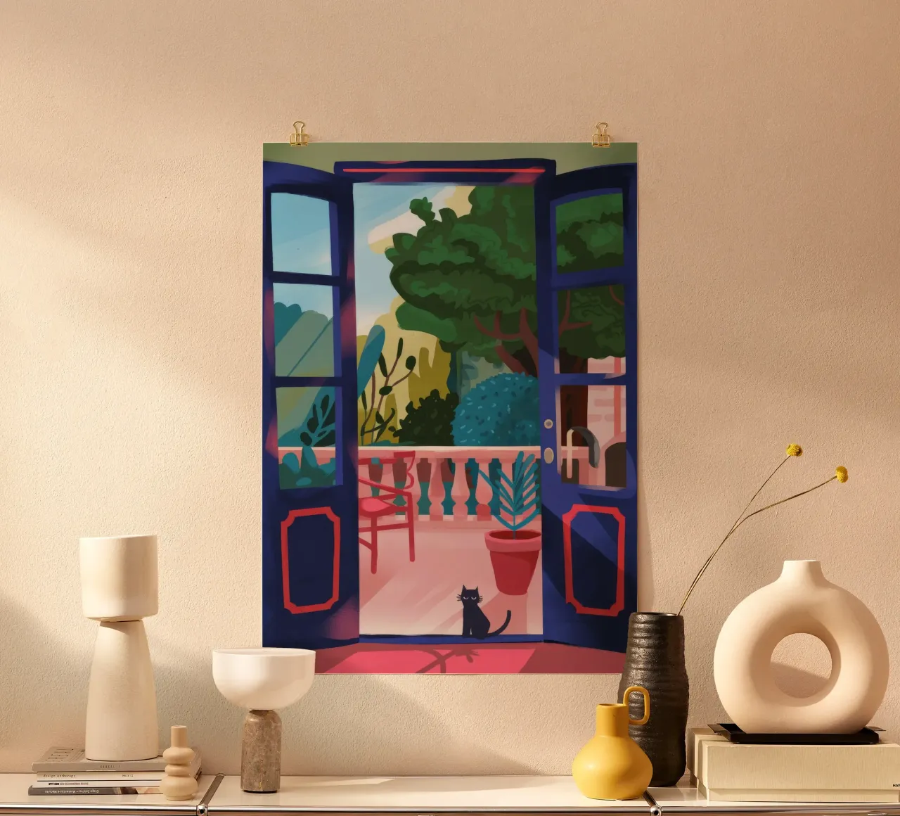 La magia del balcone poster con telaio in legno da Artie Shifa