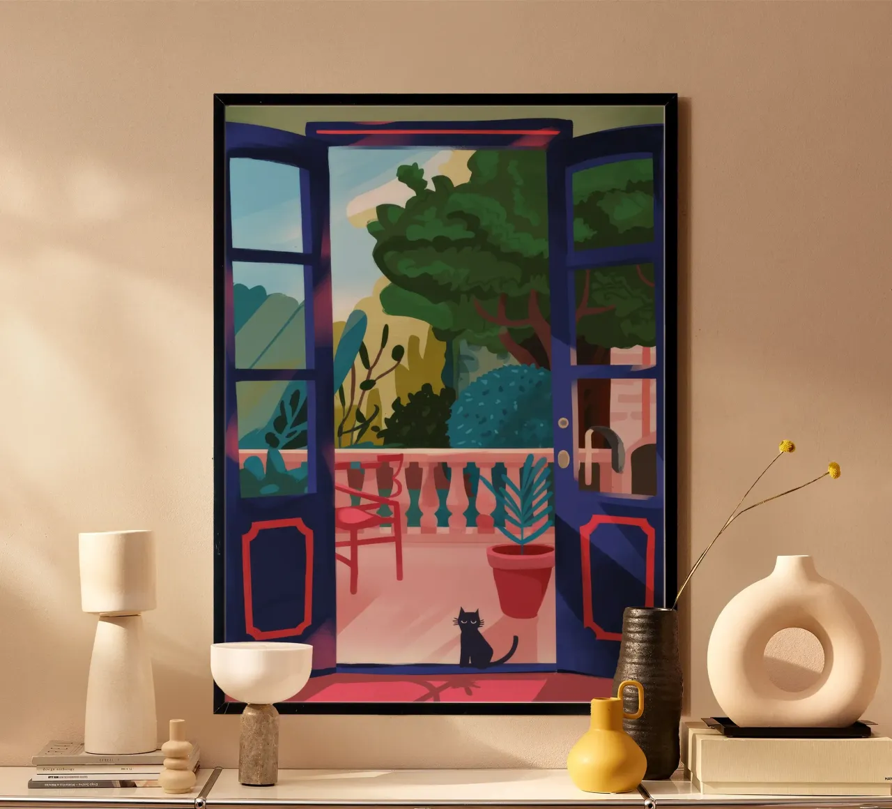 La magia del balcone poster con telaio in legno da Artie Shifa