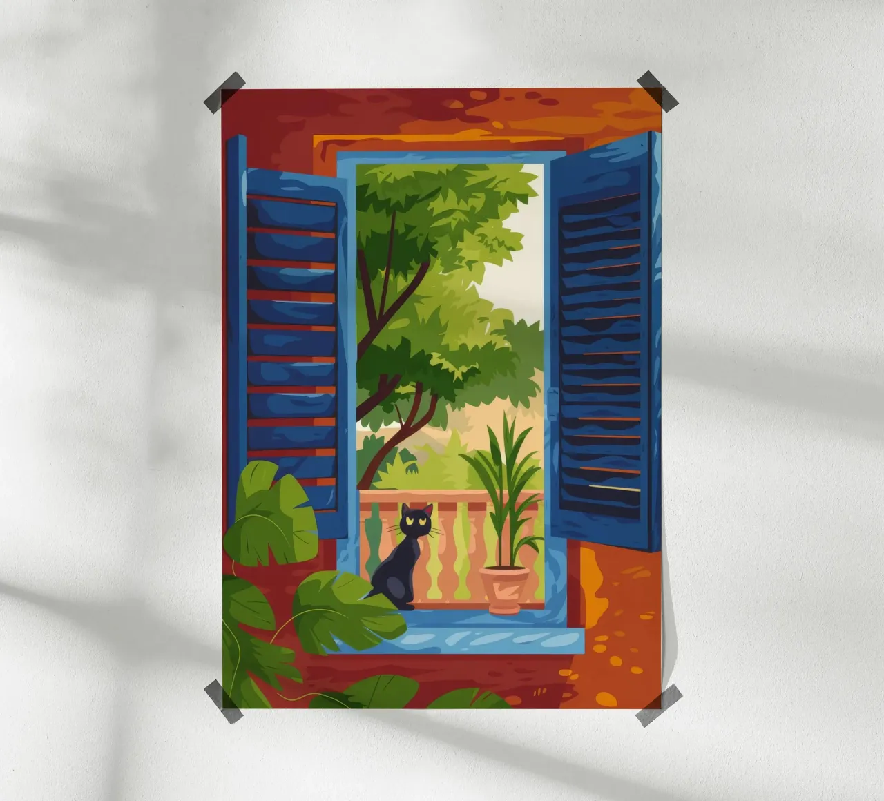 Vista sul balcone poster con telaio in alluminio da Artie Shifa