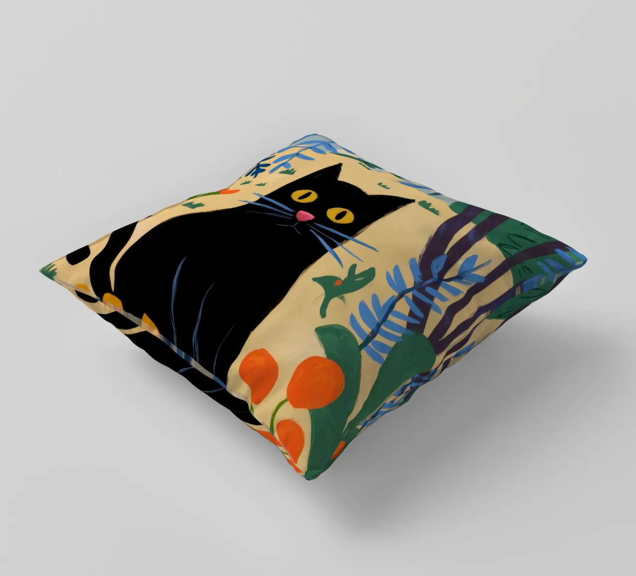 Black Cat decorative cushion by Artie Shifa