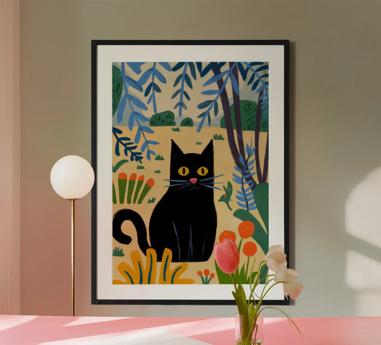Gatto nero poster con telaio in plastica da Artie Shifa