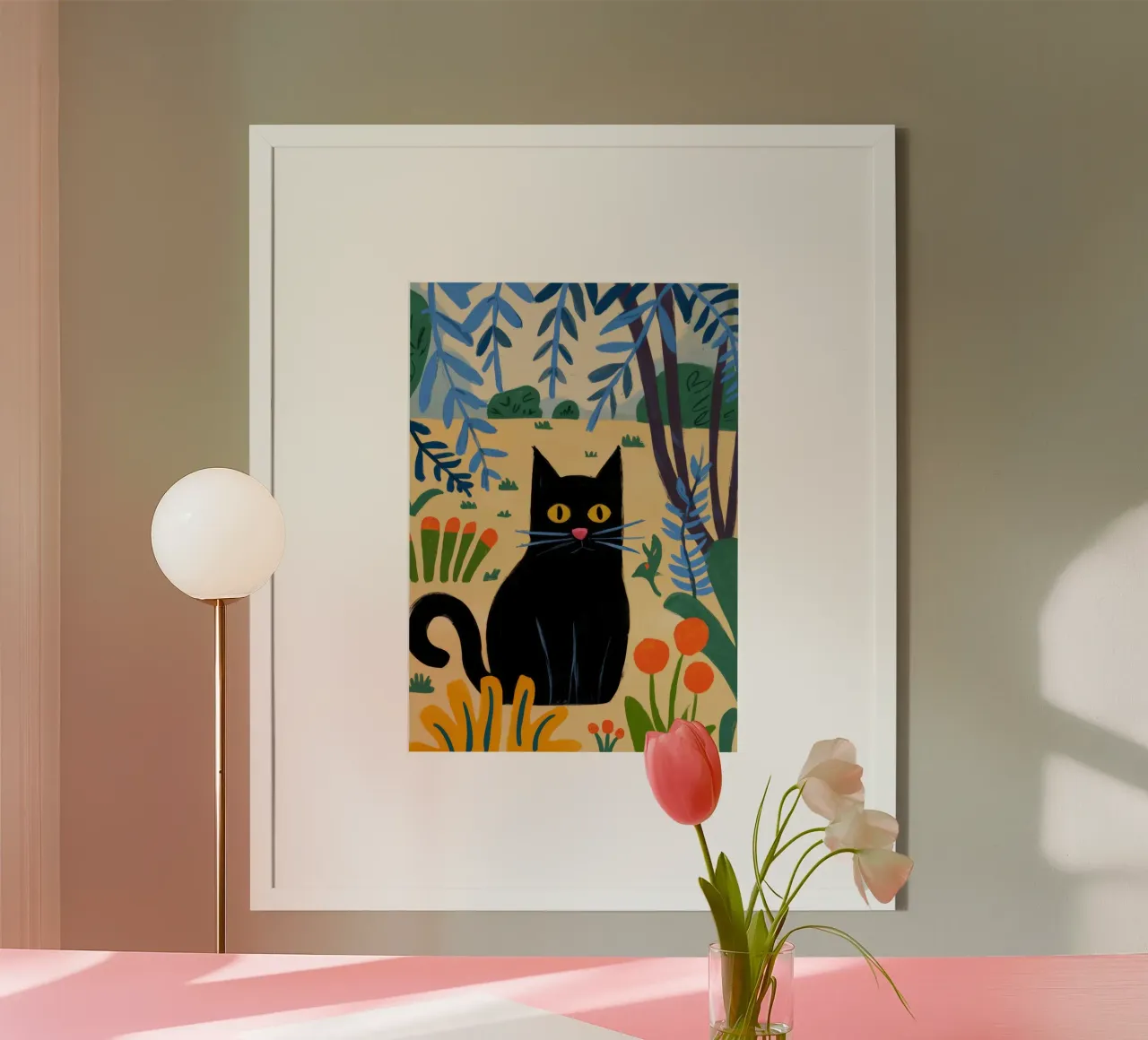 Gatto nero poster con telaio in plastica da Artie Shifa