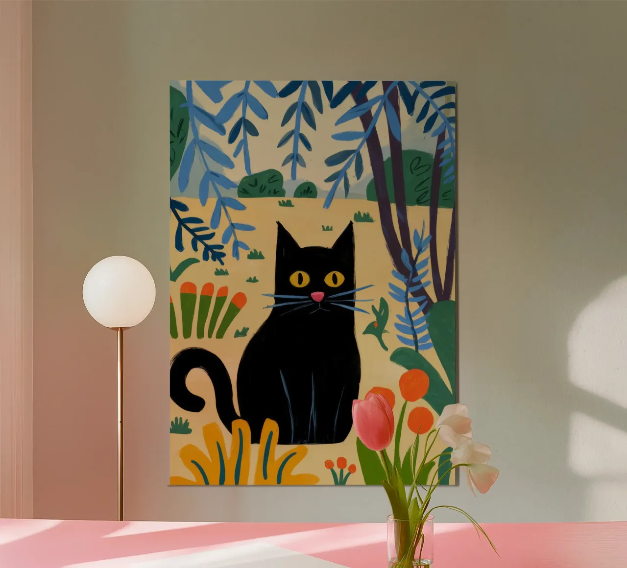 Gatto nero poster con telaio in plastica da Artie Shifa