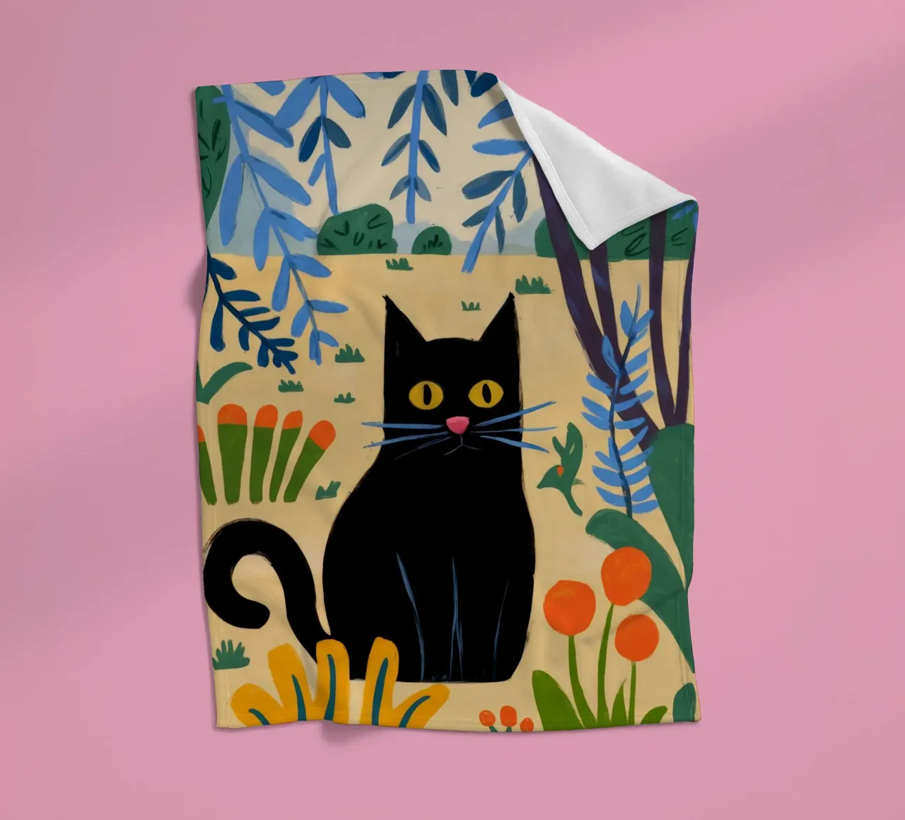 Black Cat fleece blanket by Artie Shifa