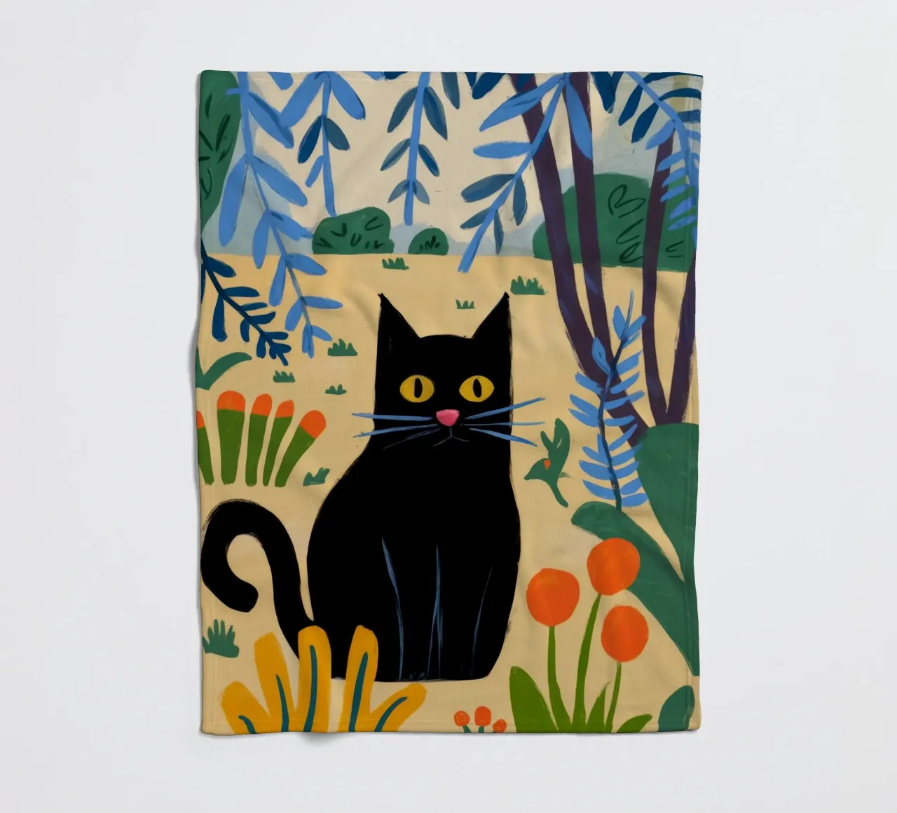 Black Cat fleece blanket by Artie Shifa