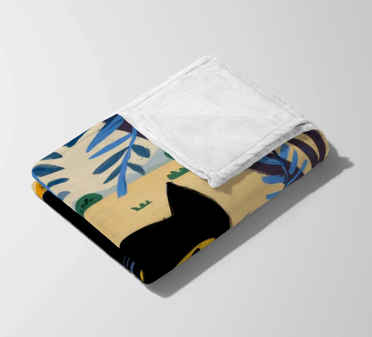 Black Cat fleece blanket by Artie Shifa