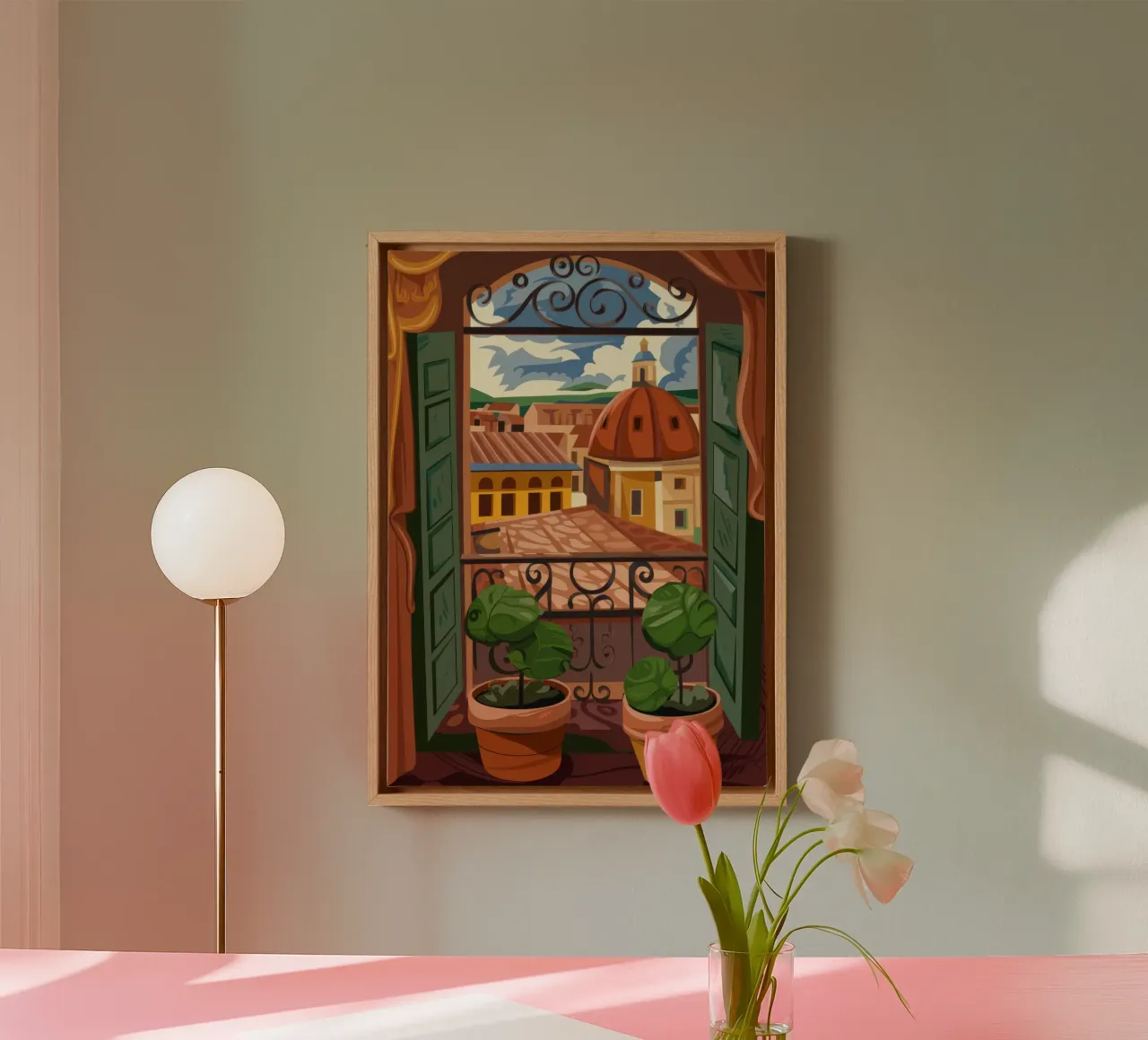Stadsgezicht charme canvas met Baklijst van Artie Shifa