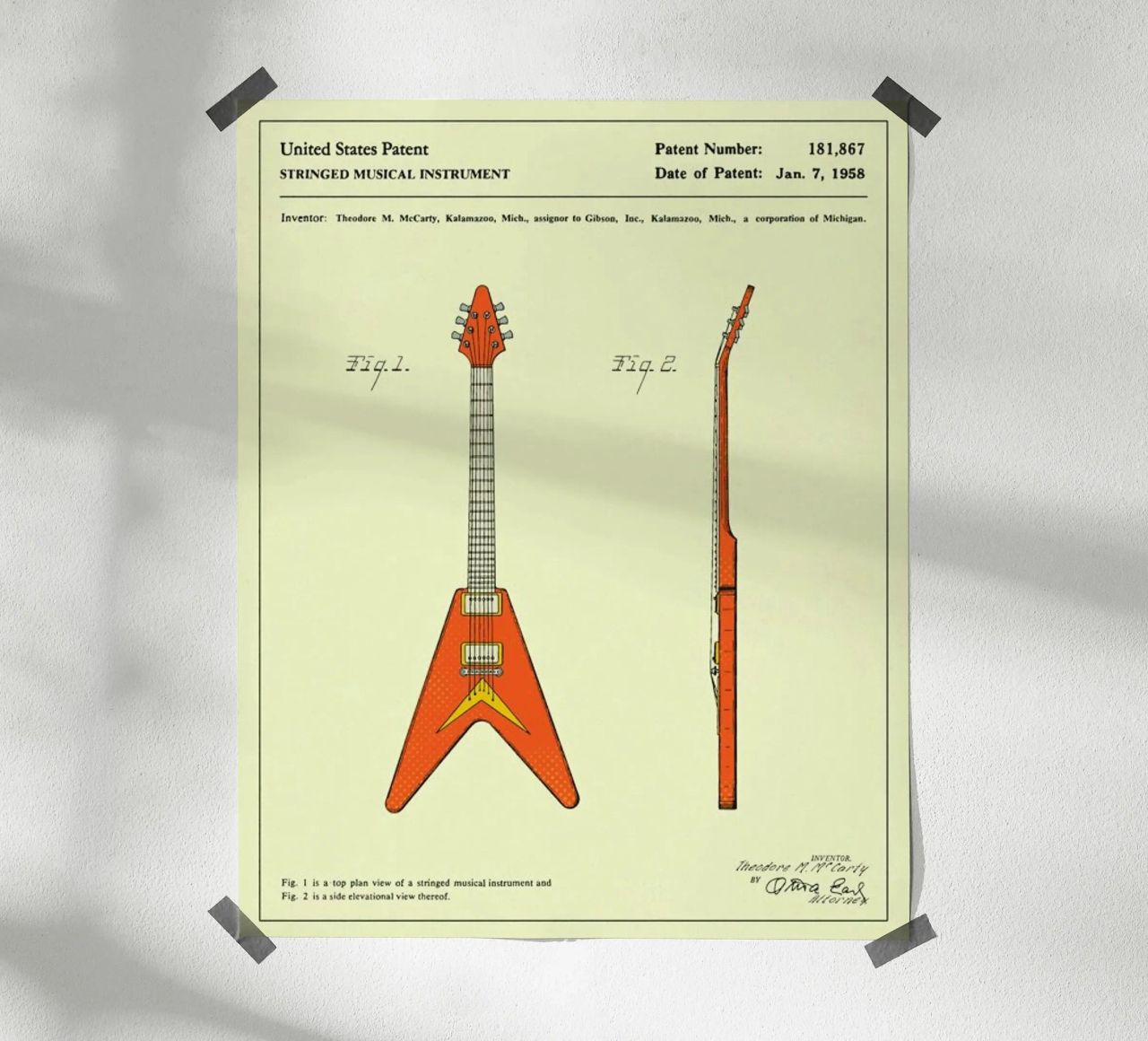 Guitar Patent (1958) poster by Jazzberry Blue