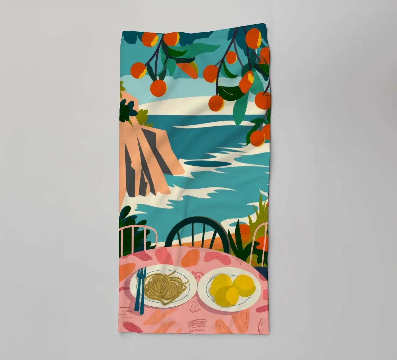 Coastal Feast towel by Artie Shifa
