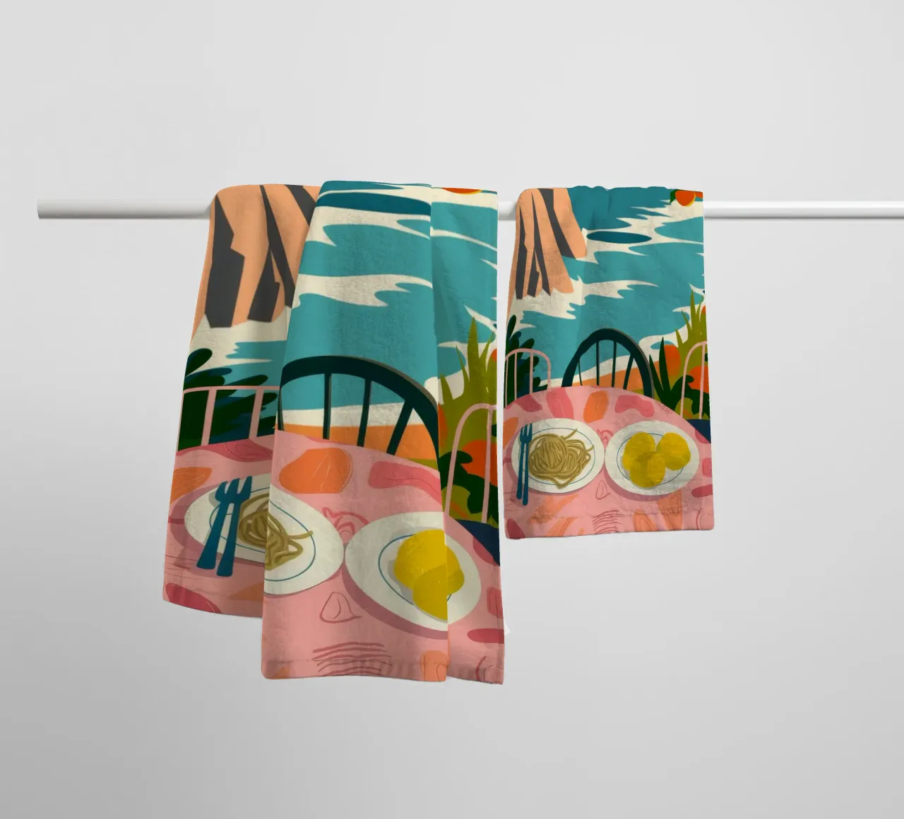 Coastal Feast towel by Artie Shifa