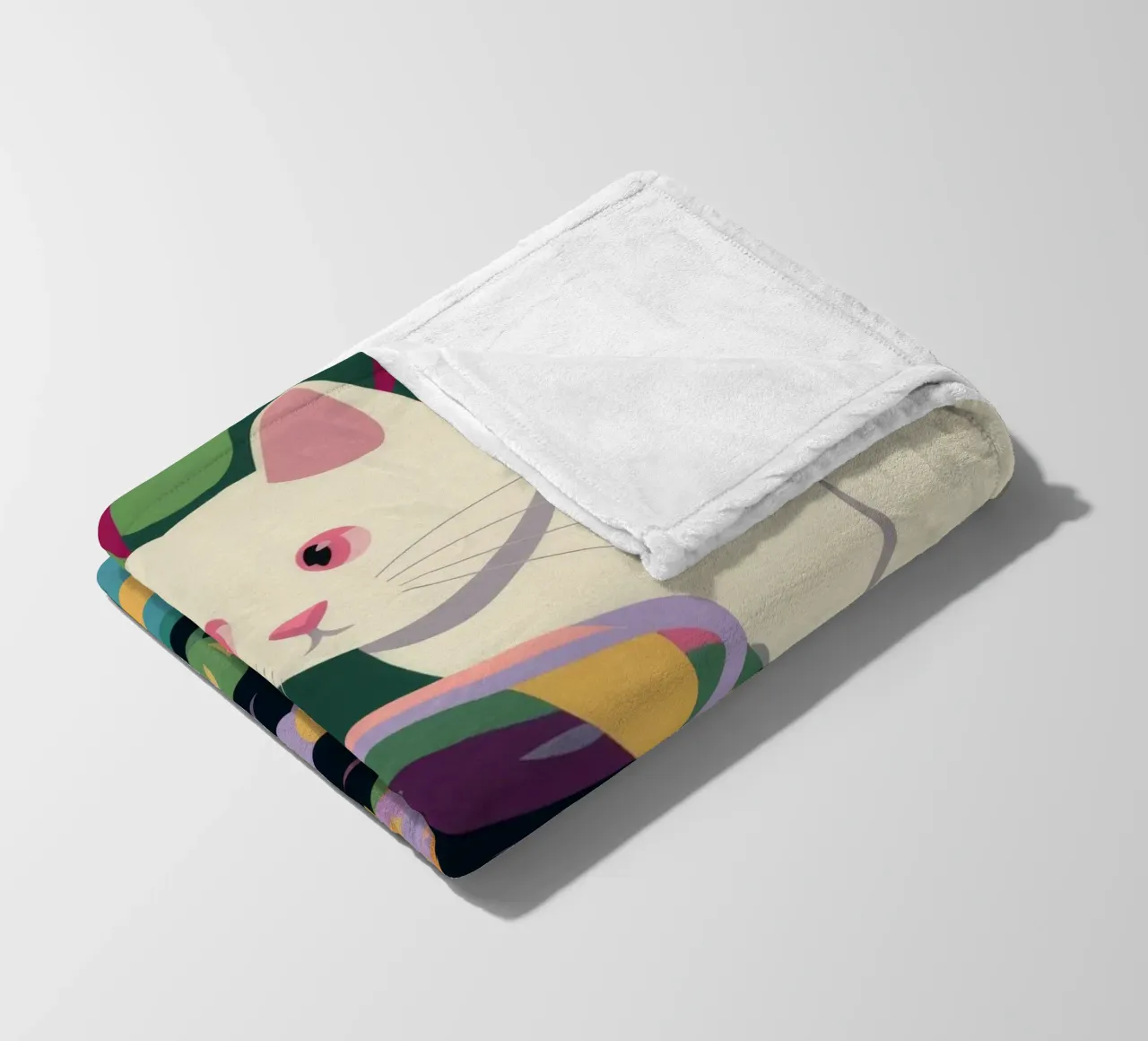 Curious Cat fleece blanket by Artie Shifa