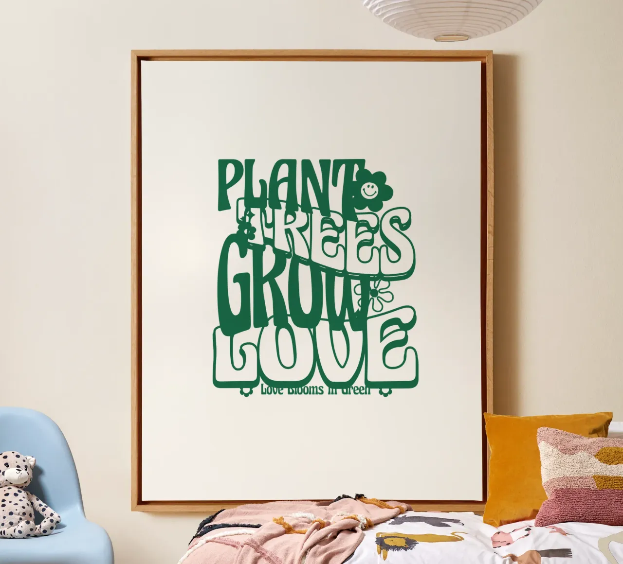 Le piante crescono con amore tela con Cornice a cassetta da 🥝 KIWI STORE