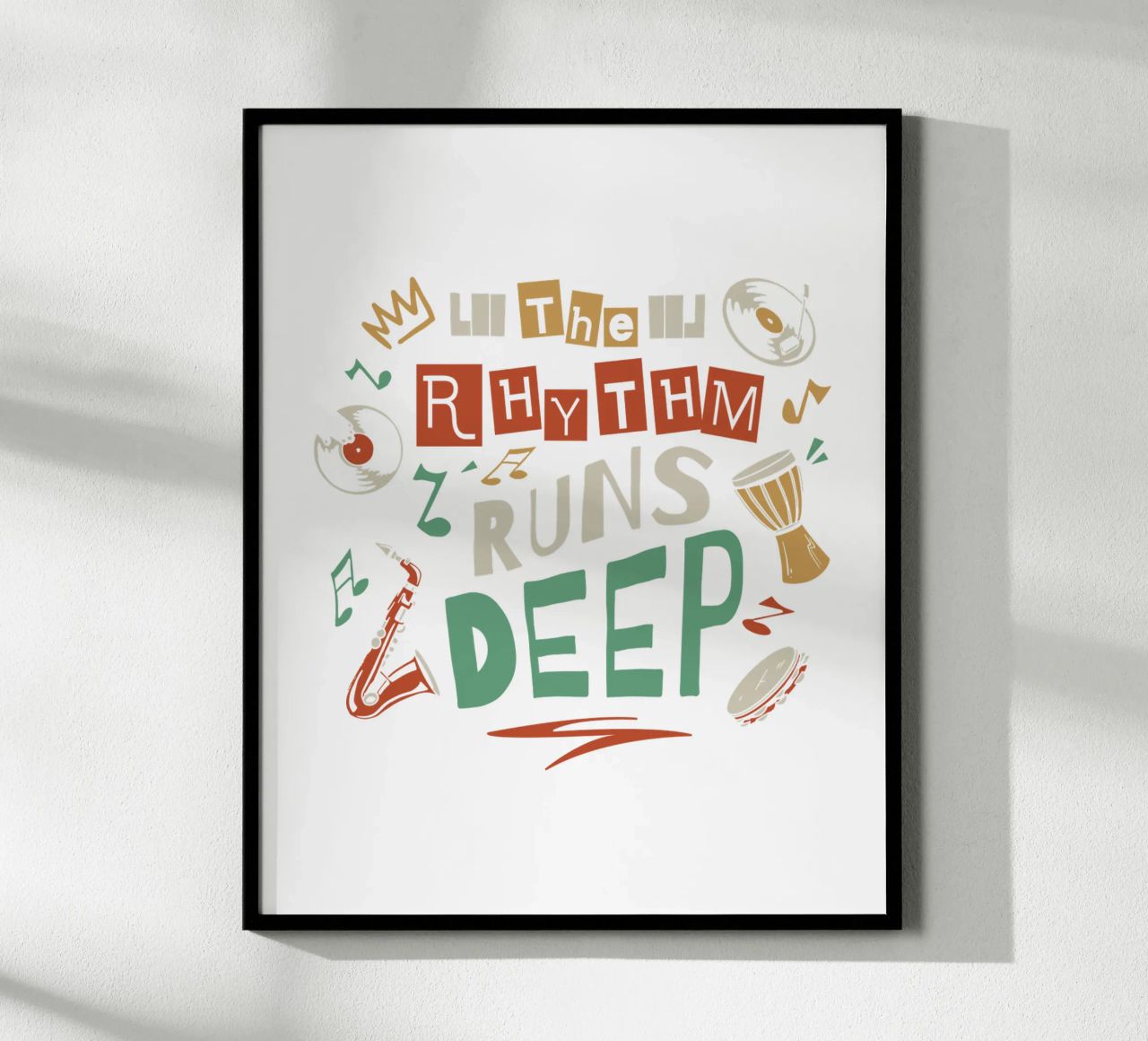 ritmo musicale profondo poster con telaio in legno da 🥝 KIWI STORE