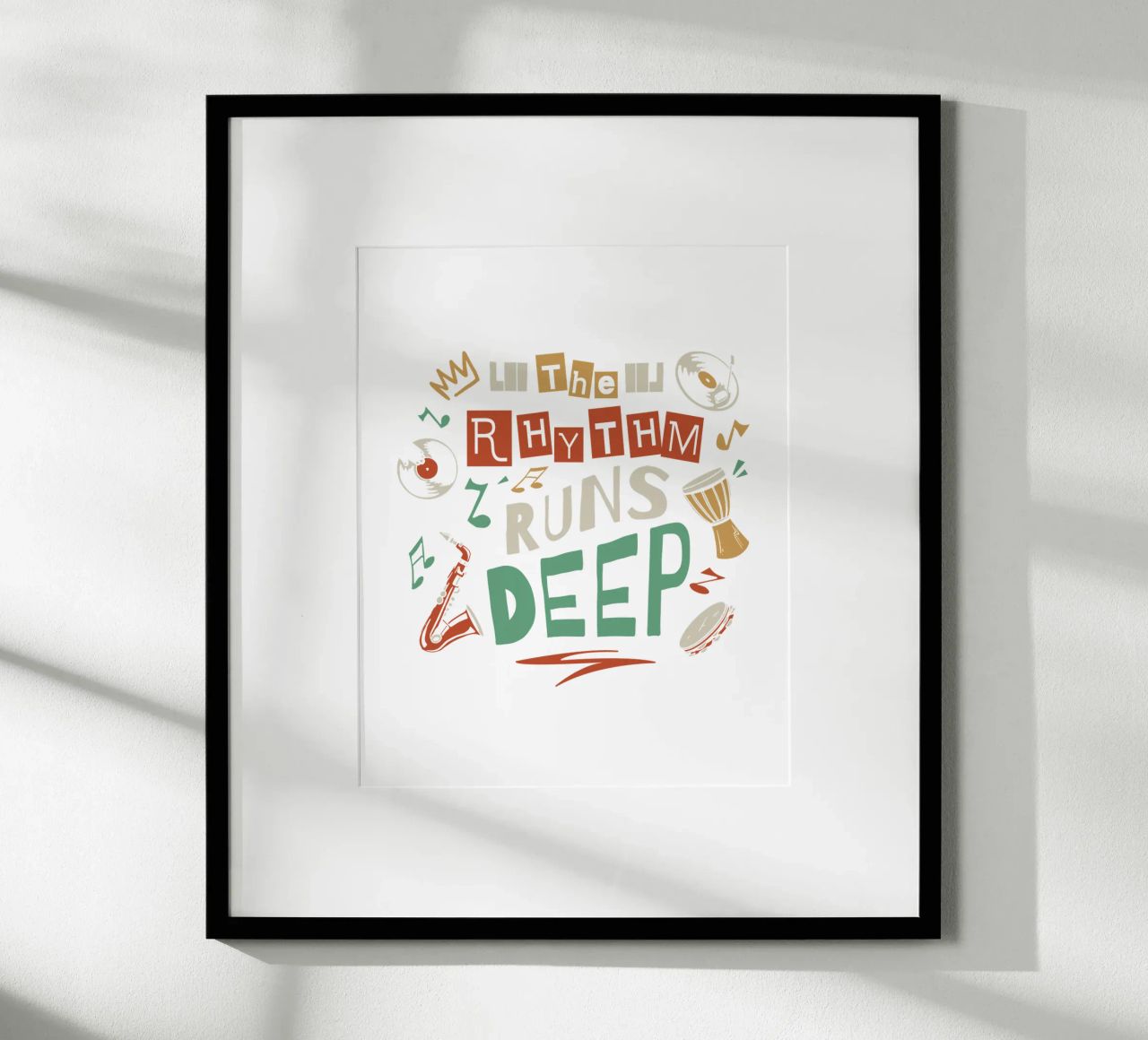 ritmo musicale profondo poster con telaio in legno da 🥝 KIWI STORE