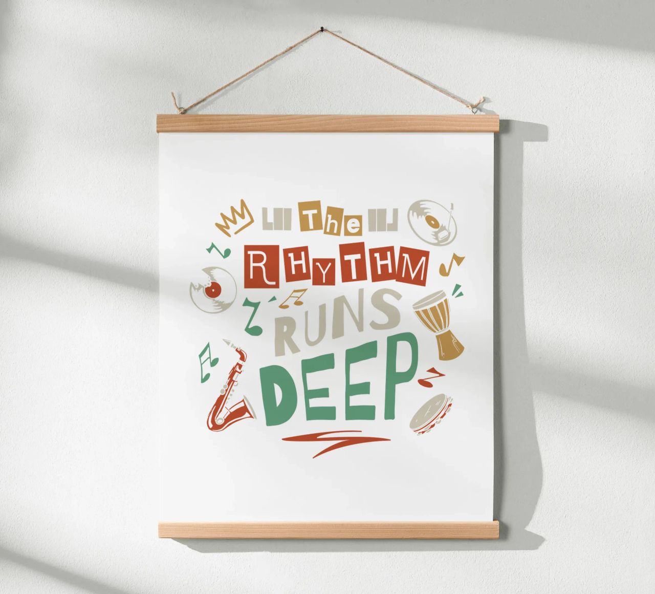 ritmo musicale profondo poster con telaio in legno da 🥝 KIWI STORE