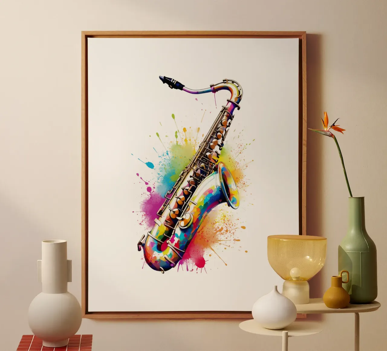 sassofono jazz tela con Cornice a cassetta da 🥝 KIWI STORE