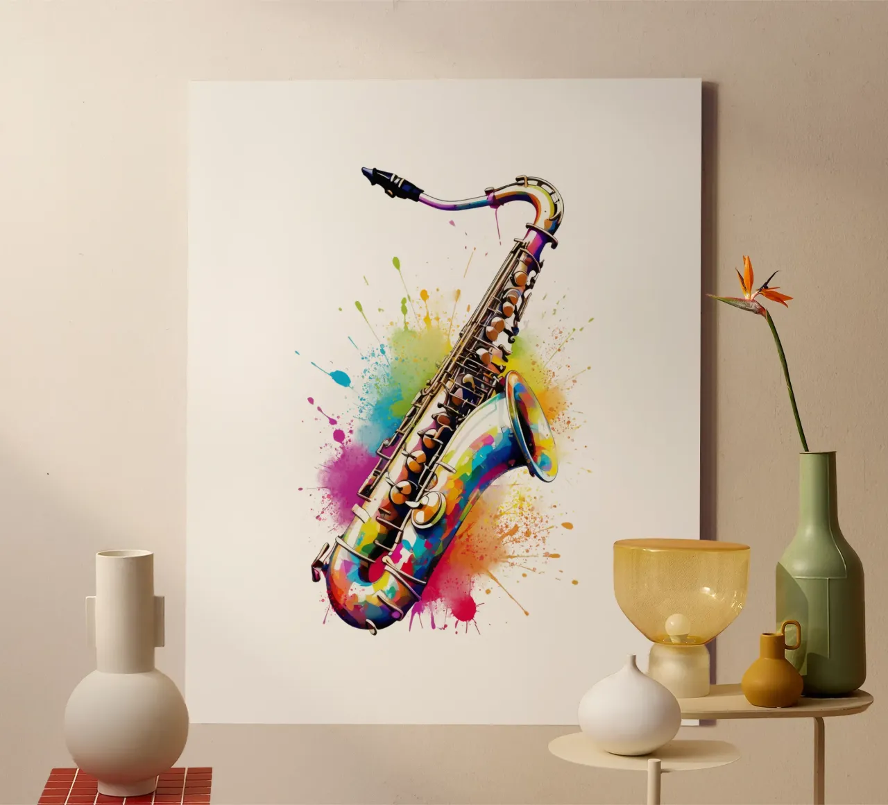 sassofono jazz tela con Cornice a cassetta da 🥝 KIWI STORE