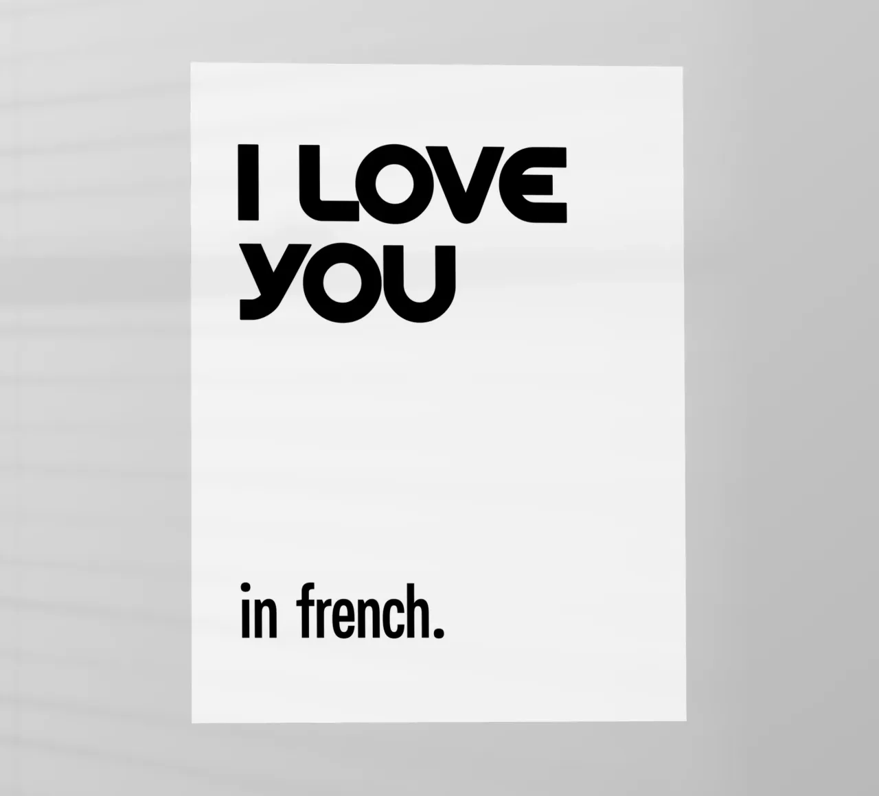 Ti amo in francese tipografico pellicola backlit da YV TYPOGRAPHY
