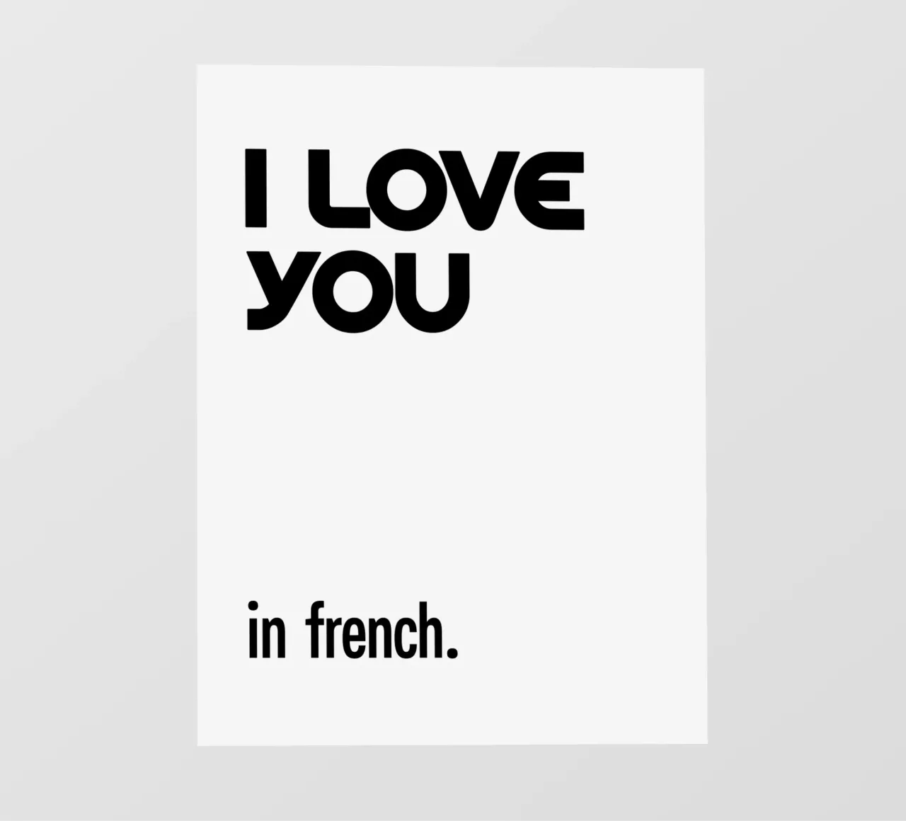 Ti amo in francese tipografico telo in pvc da YV TYPOGRAPHY