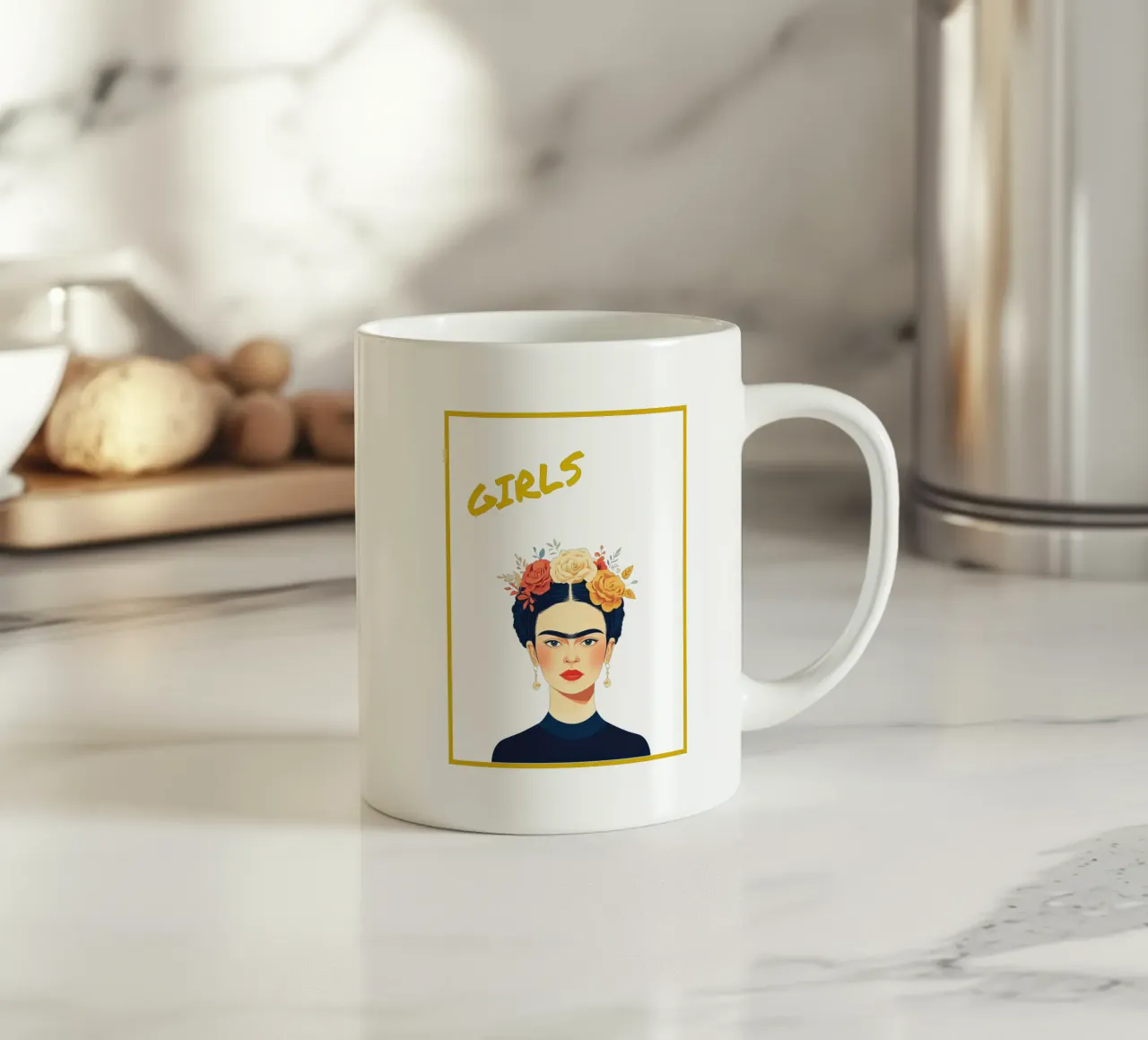 Frida Kahlo "Messaggi coraggiosi tazza in ceramica da Fantasias Florales