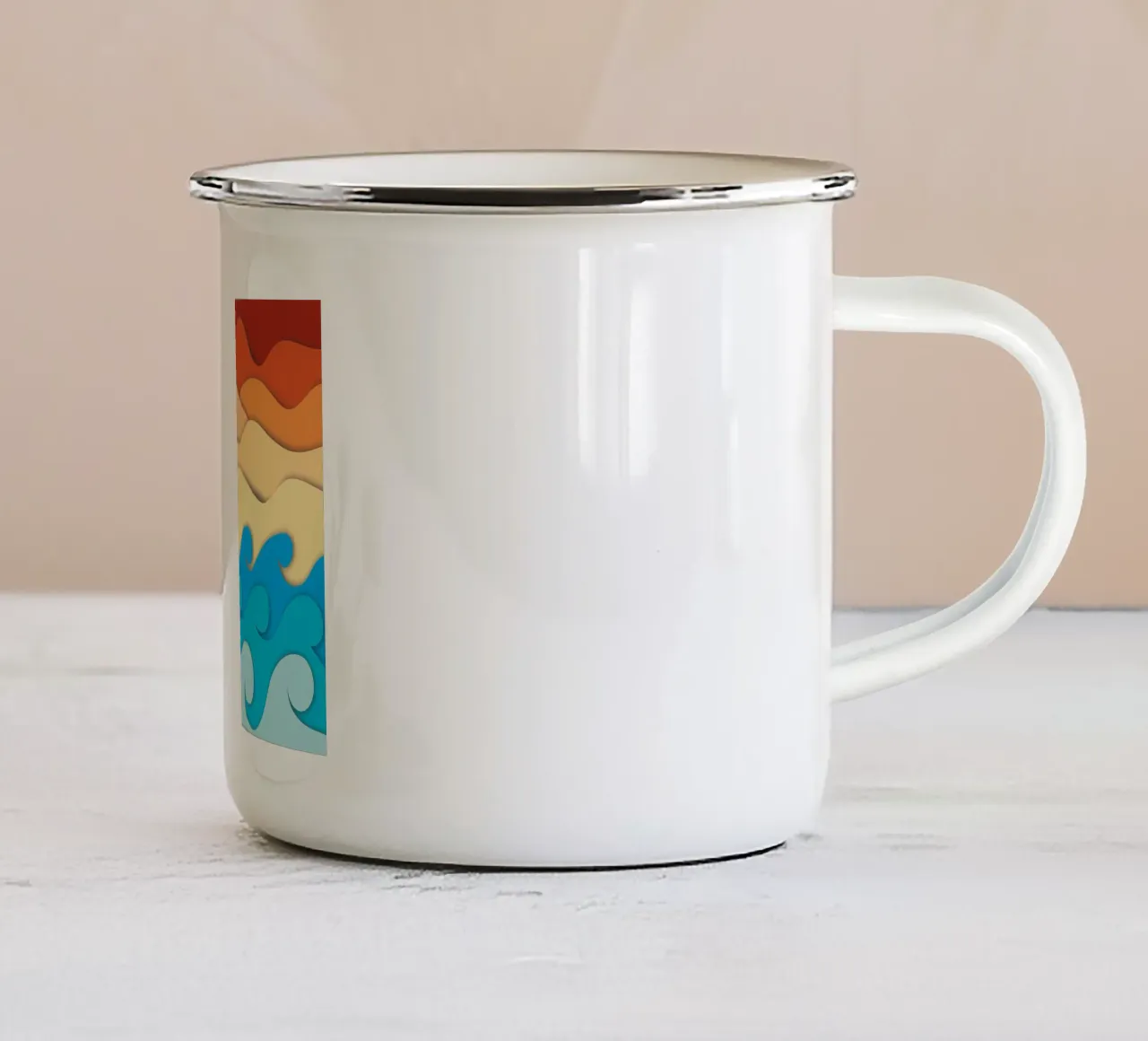 WAVES enamel mug by Inge Hauser Illustration